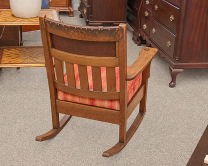 Craftsman Quarter Sawn Oak Rocking Chair with Leather Back