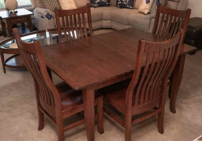 Mission Style Seasoned Cherry Table &  4 Contoured Slat Back Chair Set