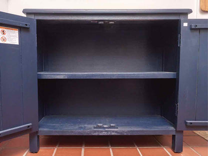 Royal Blue Finish 2 Door  Storage Piece with Gold Handle Pull