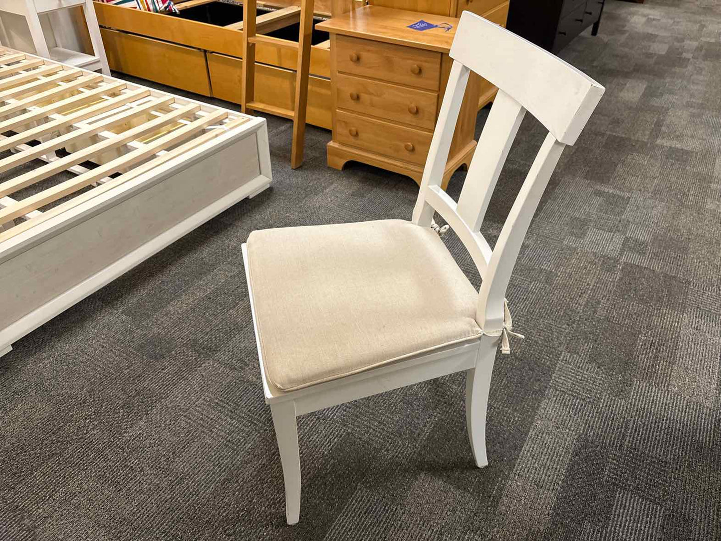 White Slatback Chair w/ Cushion