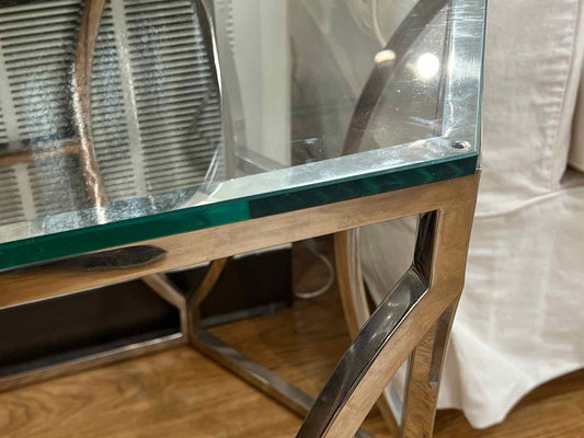 Chrome & Glass Hexagonal Side Table