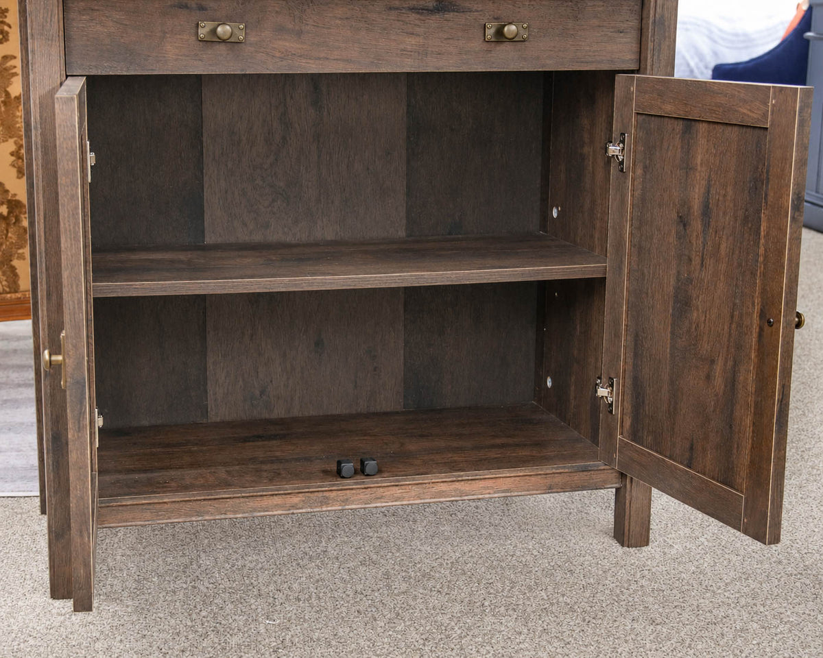 1 Drawer 2 Door Coffee Oak Finish Bookcase