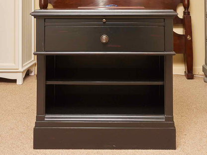 Pair Of Pottery Barn  Black Finish 1 Drawer & Shelf Nightstand Chests