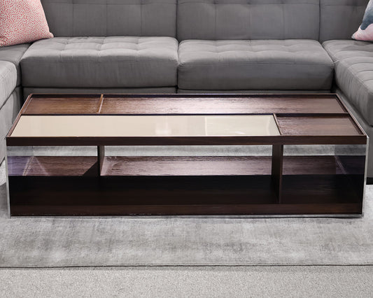 B&B Italia Surface Cocktail Table in Smoked Oak, Lacquer & Chromed Steel