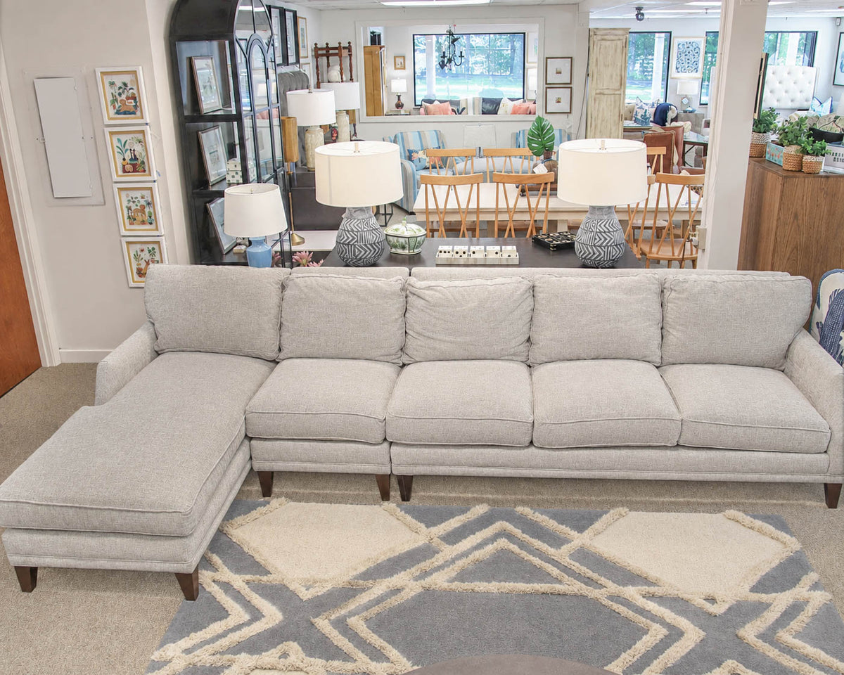 Rowe 3-Pc Sectional with Left Arm Facing Chaise in Limestone Velvet