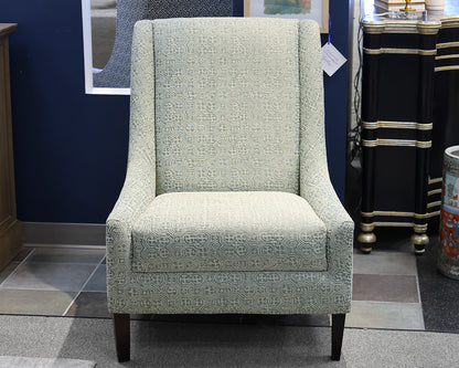 Slope Arm Tightback Chair in Sage Green & Ivory Geometric Fabric