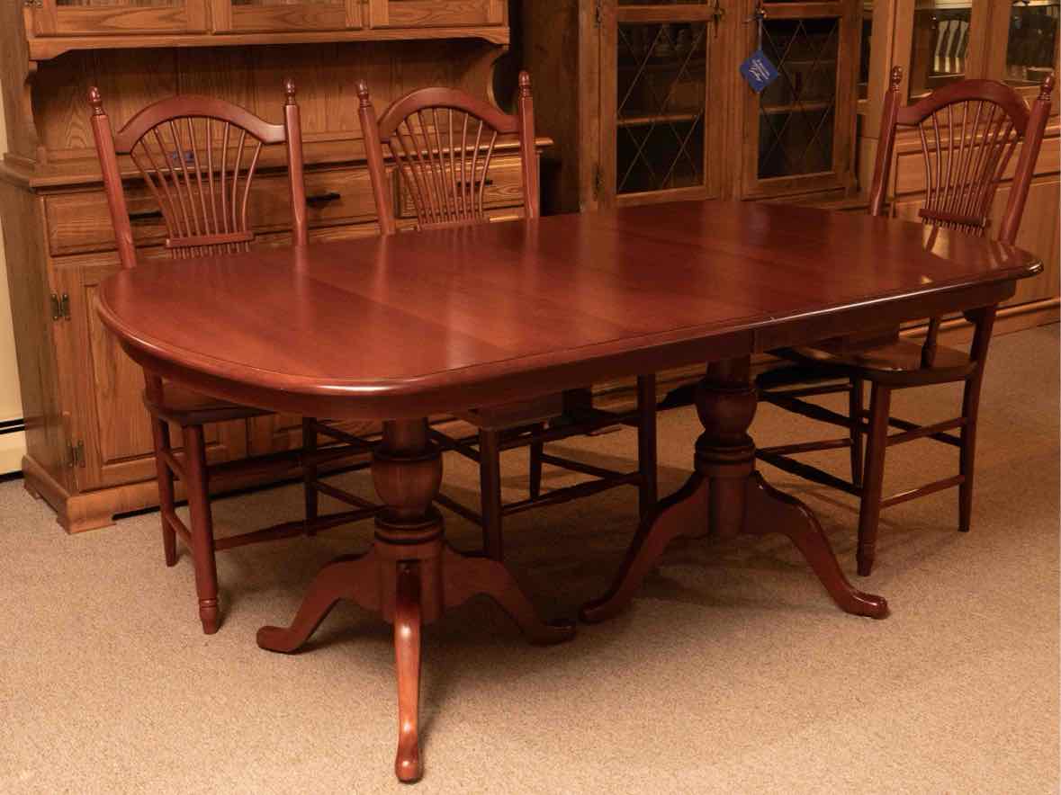LeMieur Cherry Double Pedestal  Table & (6) Chair Set in Russet Finish