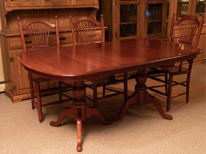 LeMieur Cherry Double Pedestal  Table & (6) Chair Set in Russet Finish