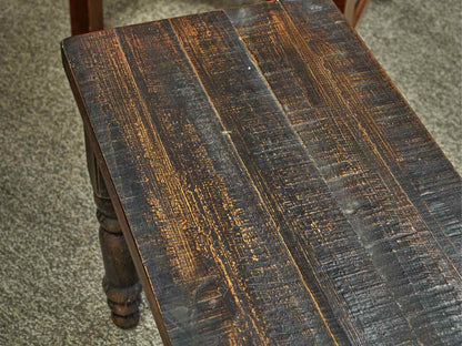 Rustic Barnboard Dining Table, Bench & Pair of Chairs in Dark Rub-Thru Finish