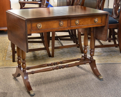 Yew Wood Rgency Style Drop Leaf Sofa Table