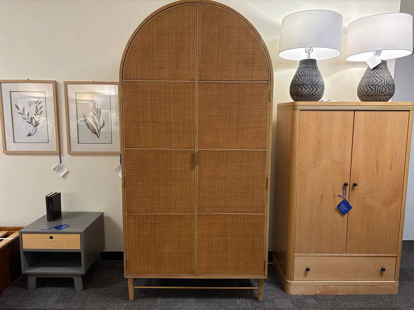 Anthropologie 'Wallace' Cane & Oak Armoire