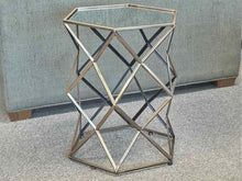 Hexagonal Gold Frame Accent Table with Mirrored Top