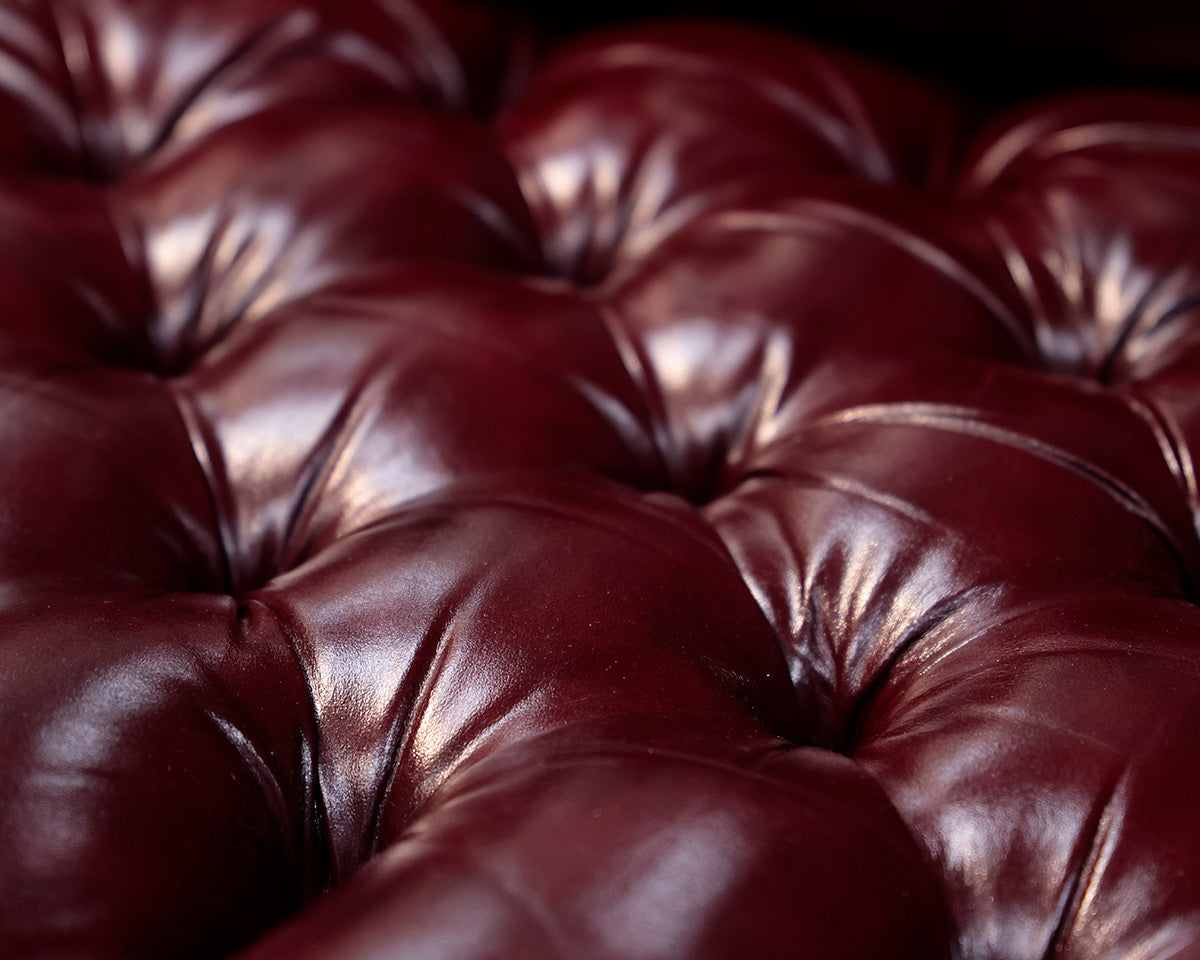 Burgundy Leather Tufted Chesterfield Sofa
