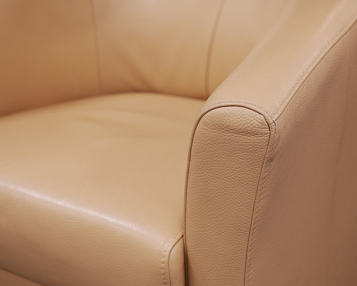 ROM Khaki Leather Swivel Chair