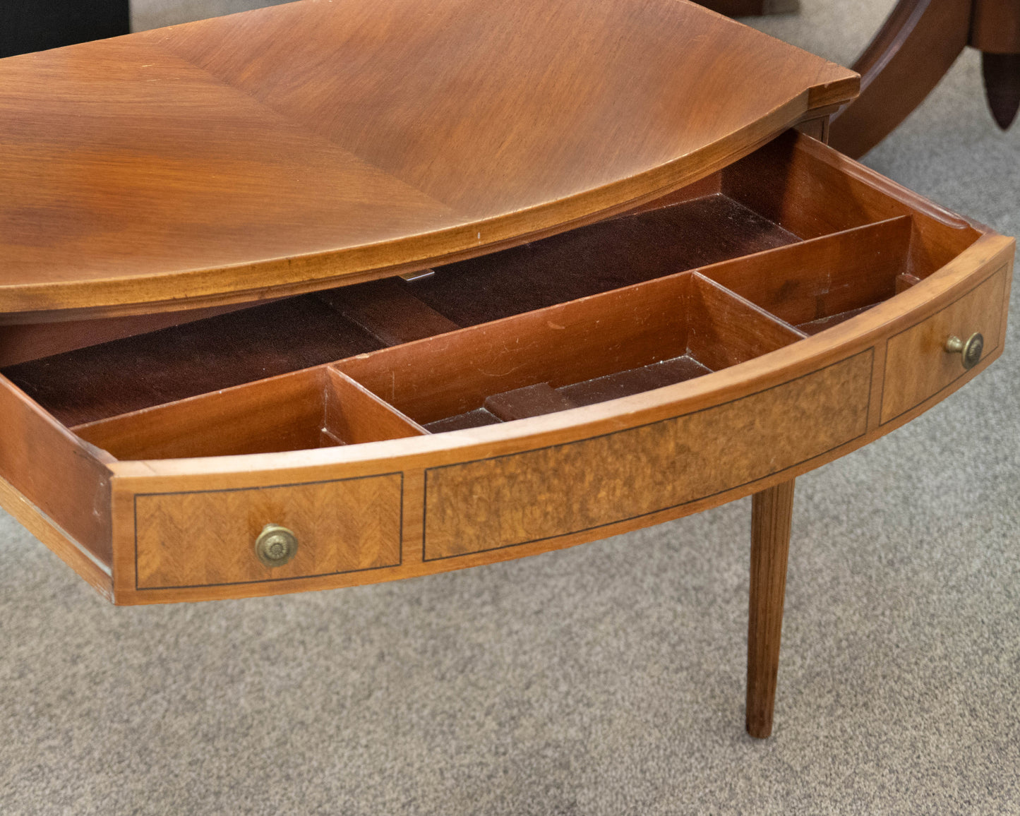 Pooley Furniture Company Upscale 1920's "Radio Desk" In Inlaid Burl Wood Finish