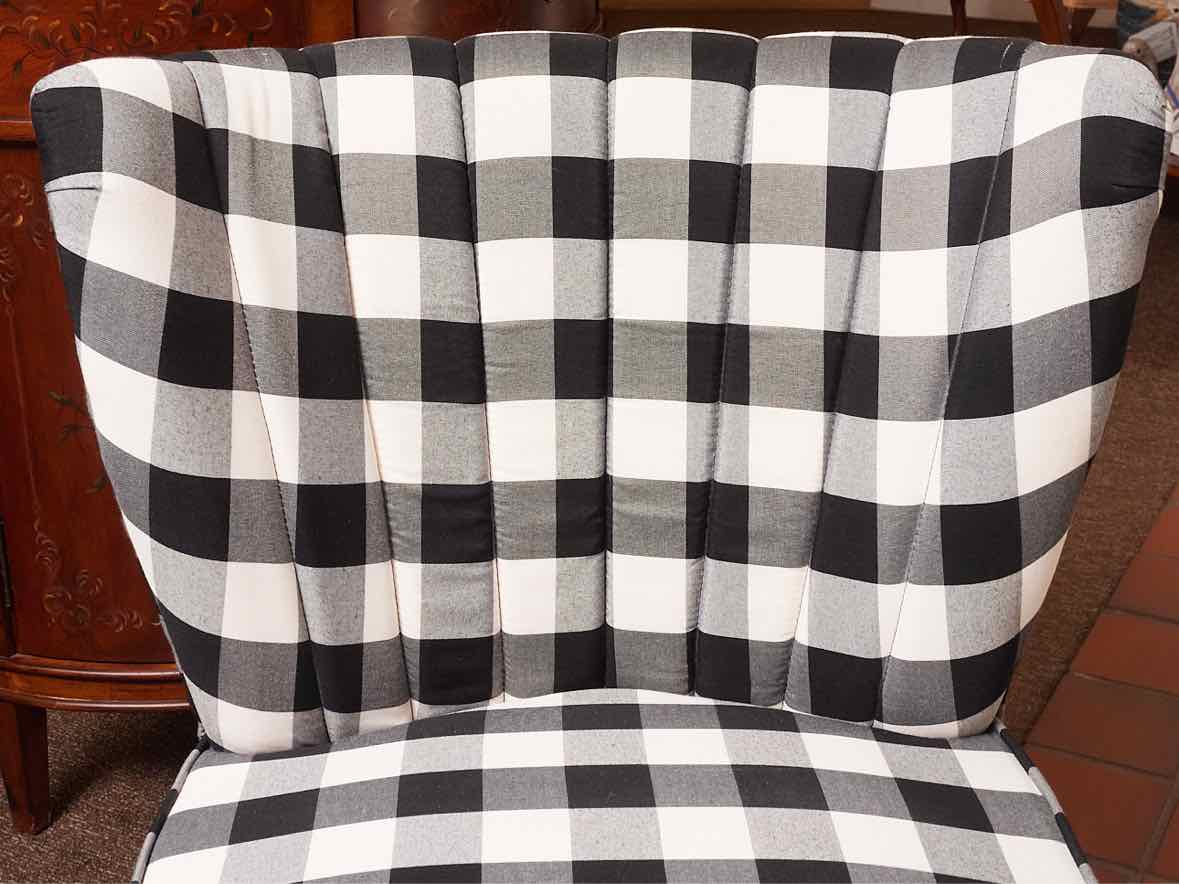Pair Of  Black & White Buffalo Check Nailhead Trim Chairs