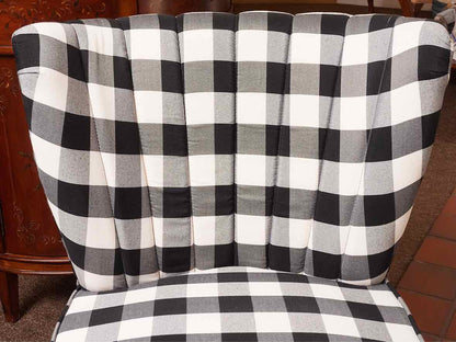 Pair Of  Black & White Buffalo Check Nailhead Trim Chairs