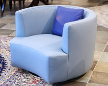 Roche Bobois Tangram Swivel Chair in Robins Egg Blue Leather