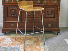 Set of Three Crate & Barrel Wooden Seat  Bar Stools
