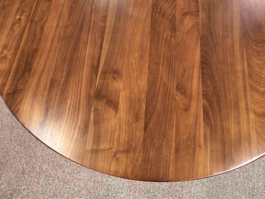 West Elm Solid Walnut Round  Dining Table with Open Pedestal