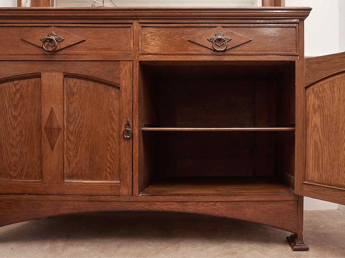 Oak Sideboard with 2 Drawers & 2 Doors with Mirror with Columns