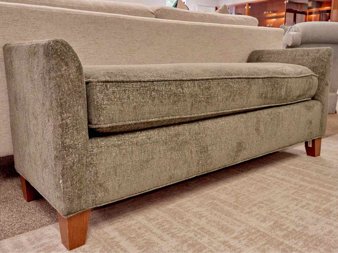 Custom Upholstered Bench in Moss Green