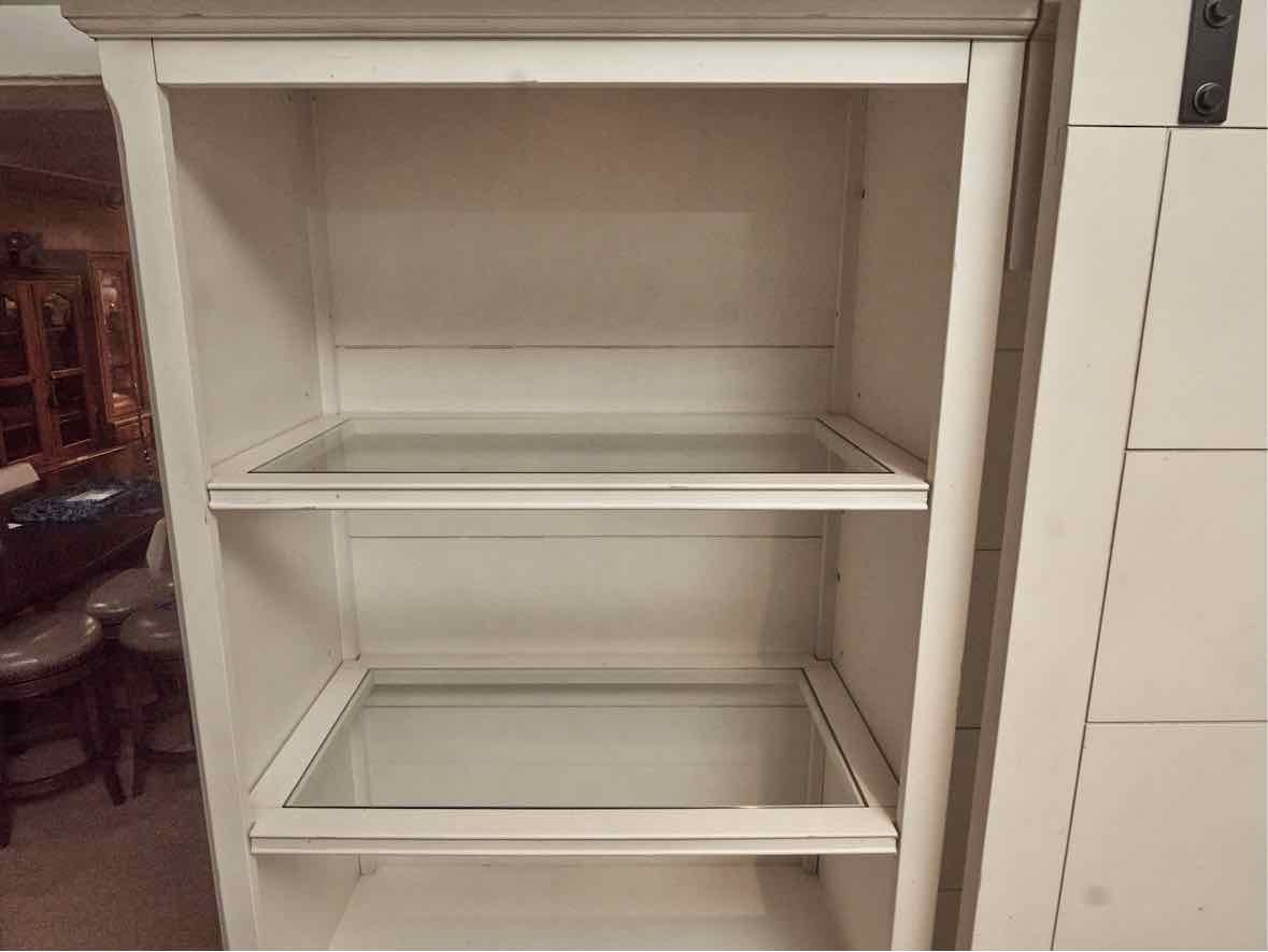 Magnussen White Wall Display Cabinet with Sliding Barn Doors