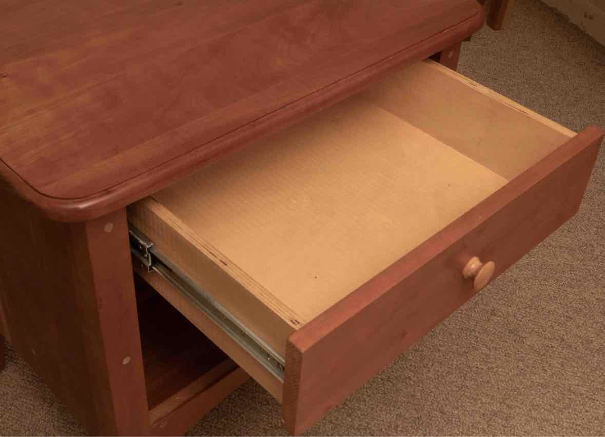 Pair Of Pompanoosuc Mills Natural Cherry 1 Drawer & Shelf  Nightstands