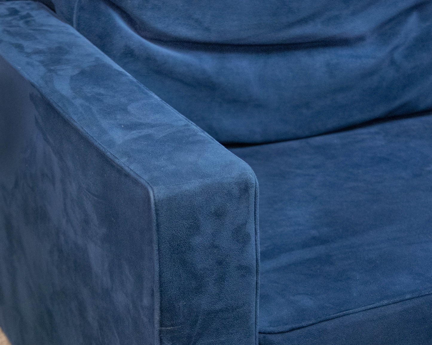 West Elm 76" Track Arm 2-Cushion Blue Velvet Sofa