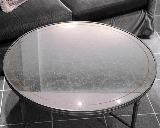 Lillian August Round Antique Mirrored Cocktail Table