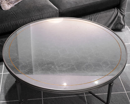 Lillian August Round Antique Mirrored Cocktail Table