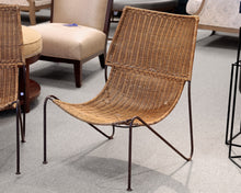 Pair of Frederic Weinberg Wicker and Steel Accent Chairs