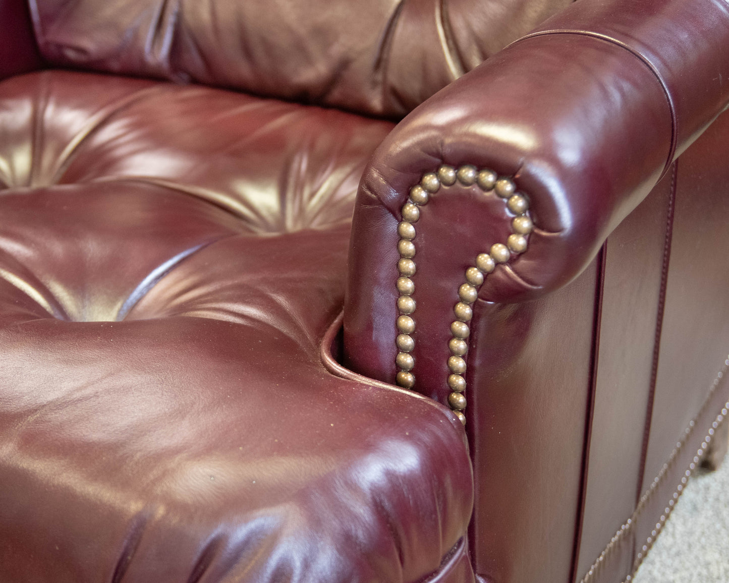 Luxury in Leather Oxblood Red Leather Tufted Club Chair& Ottoman