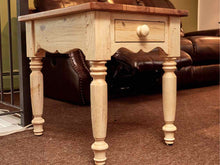 Ethan Allen  Pine Plank Top Cream Finish 1 Drawer Side Table