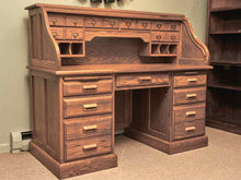 Nathan Hale Furniture Oak Roll Top 6 Drawer  Desk