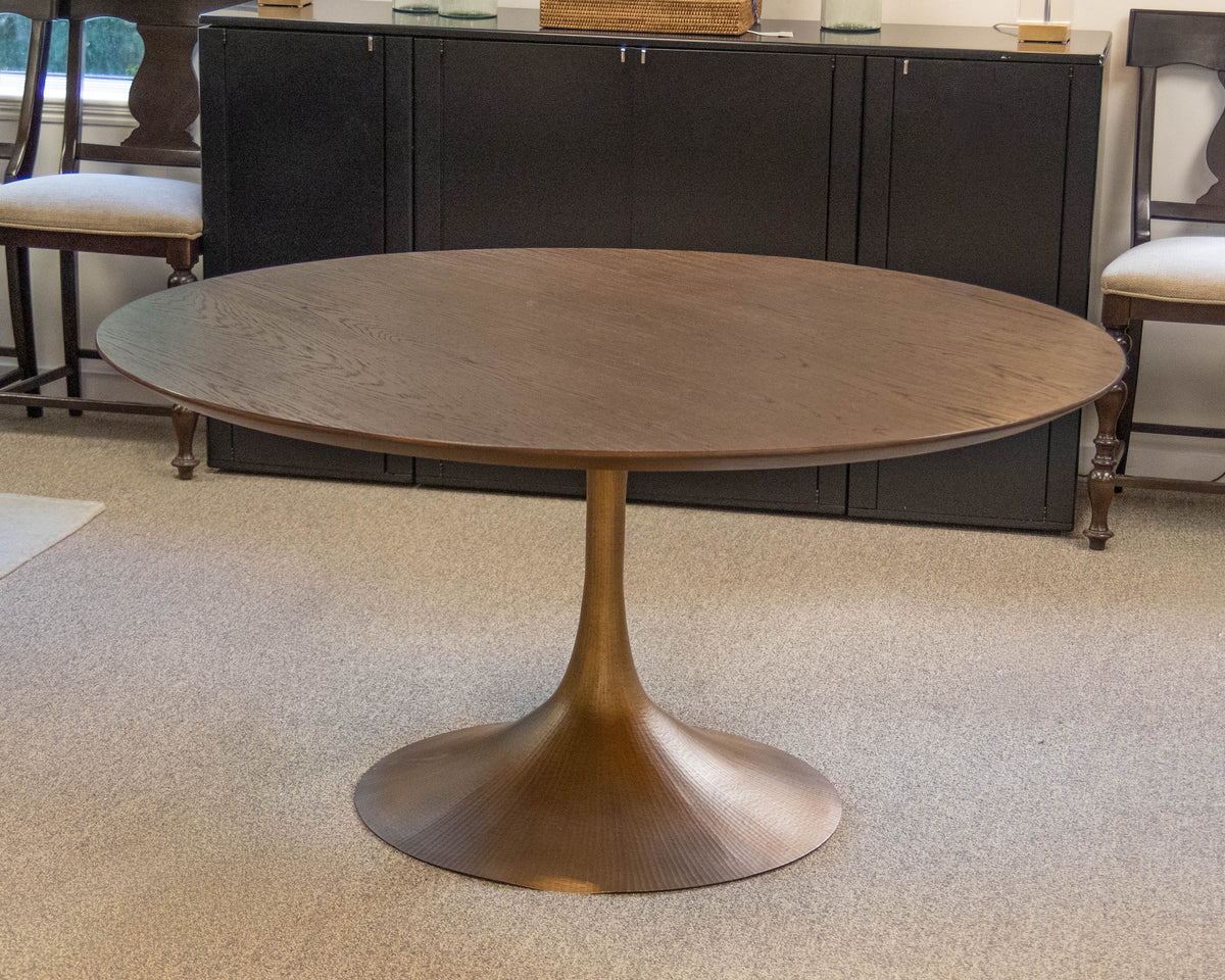 Restoration Hardware Aero Round Dining Table in Dark Brown "Walnut"