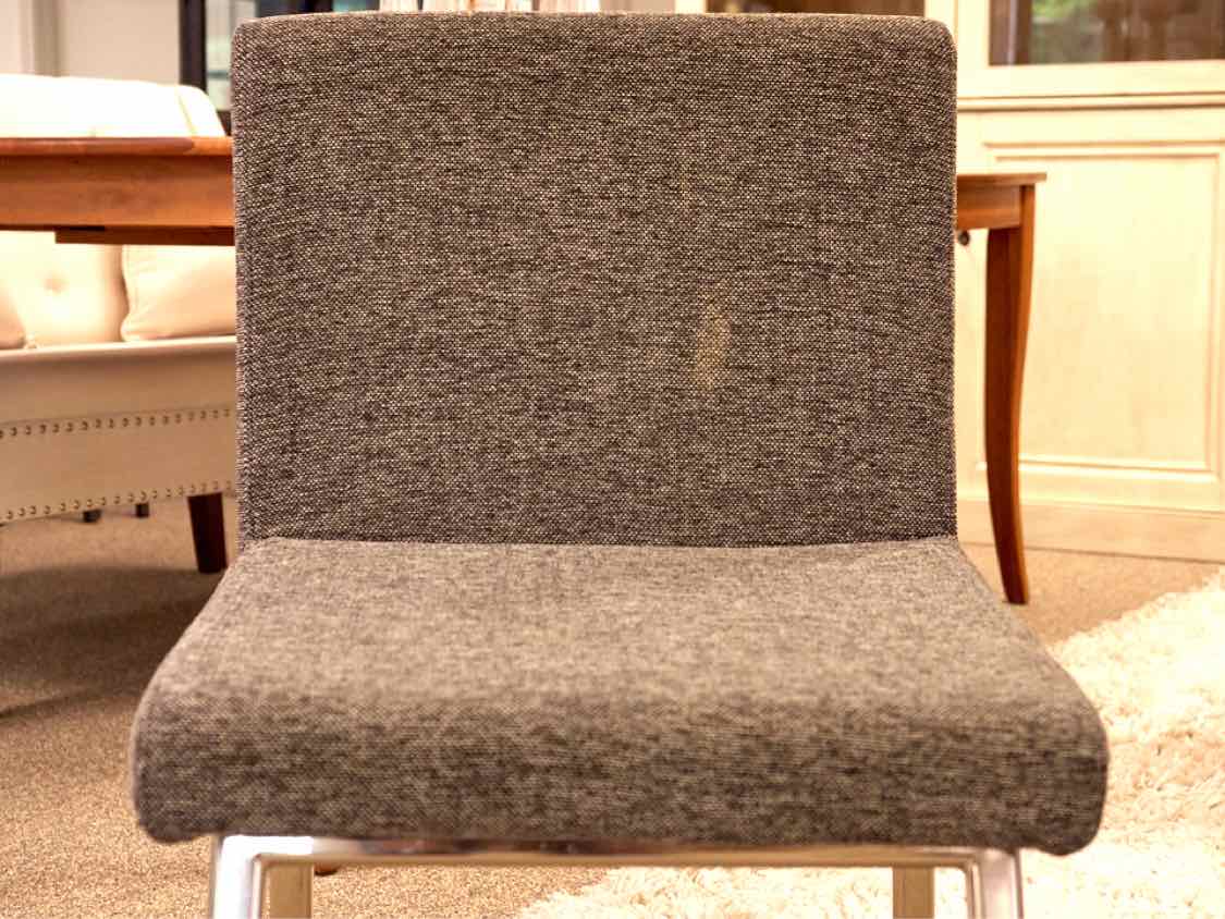 Set of Four CB2 Upholstered Dining Chairs in Charcoal
