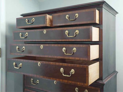 Councill Furniture Mahogany 8 Drawer  Chest with inlay Border
