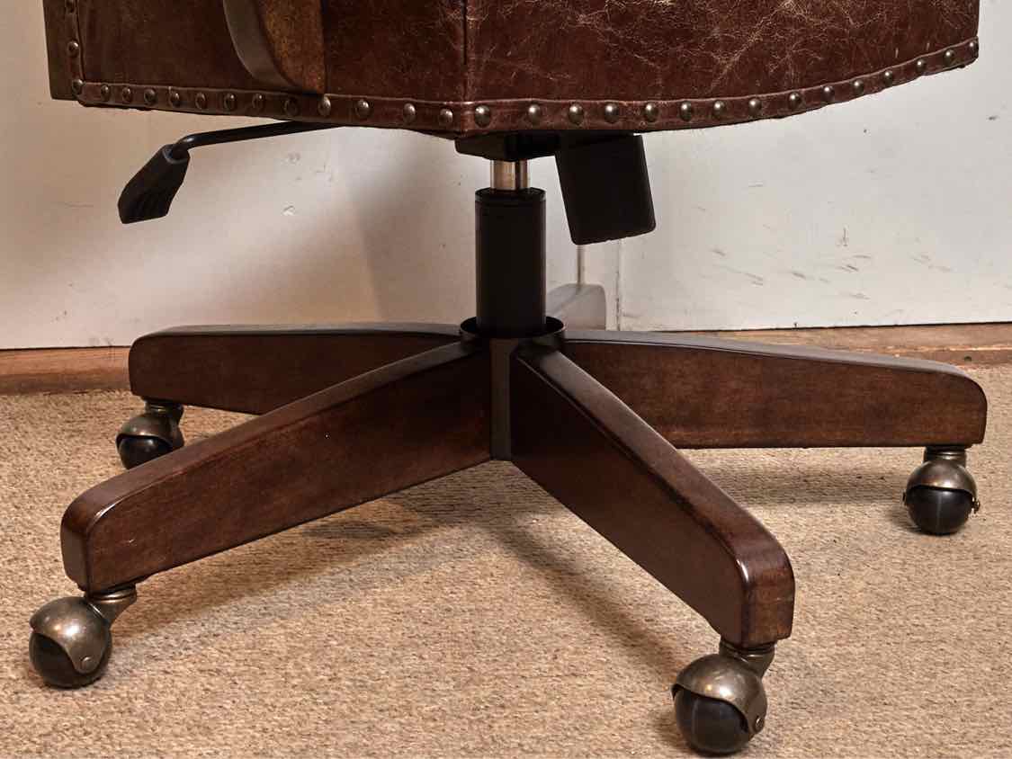 Williams Sonoma  Distressed Leather Seat Adjustable Height Office Chair