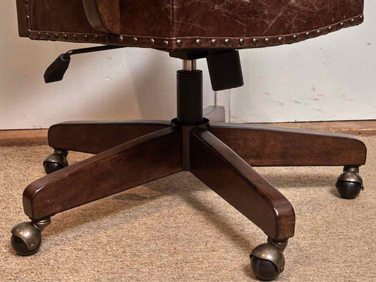 Williams Sonoma  Distressed Leather Seat Adjustable Height Office Chair