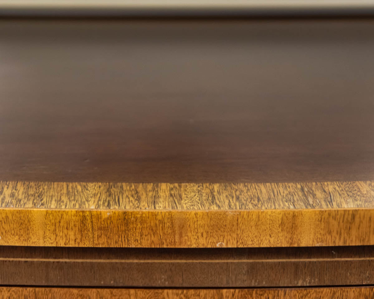 Hickory Inlaid Wood  Mahogany Server W/Turned Tapered Legs
