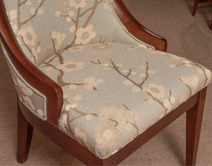 Pair of Transitional Slope Arm Cherry Blossom Motif Dining Chairs