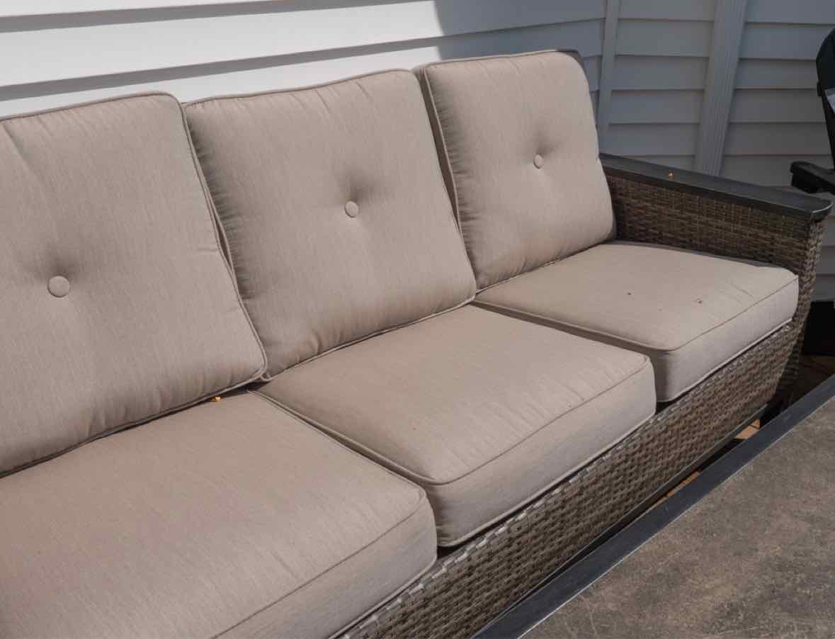 Resin Wicker 3 Cushion Sofa, 2 Chairs, Coffee Table ,2 Ottomans Outdoor Set