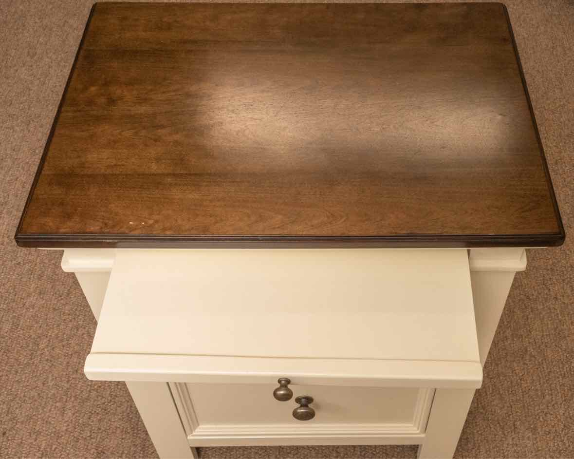 Ashley Furniture Cream Finish 2 Drawer Nightstand with Pull-Out Shelf