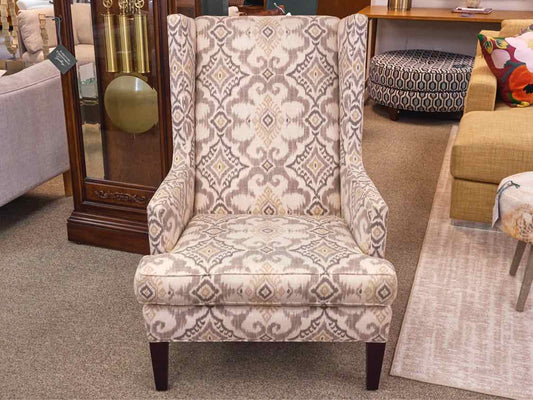 Crate & Barrel Contemporary Wing Chair on Espresso Legs