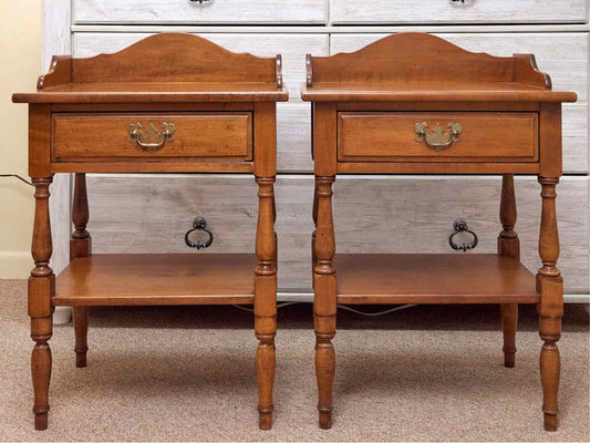 Pair Of Heywood Wakefield Maple 1 Drawer  Nightstands