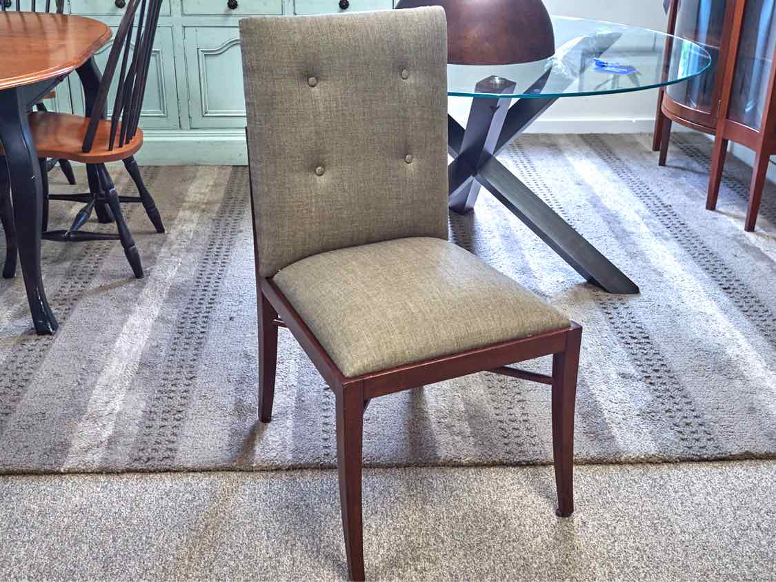 Set of 7  Brownstone Dining Chairs with Men's Wear Upholstered Seats