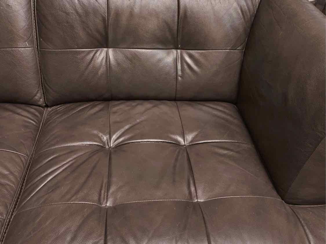 Macy's Chateau D'ax Charcoal Grey Tufted LeatherLoveseat