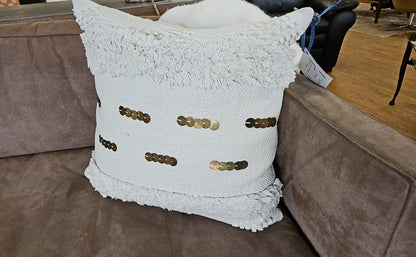 Ivory Accent Pillow w/ Gold Accents
