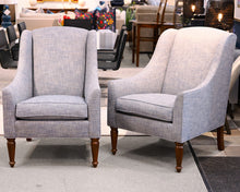 Pair of Blue Green and Creme Wing Chairs
